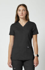 Women's Shaped 3-Pocket Mock Wrap Scrub Top