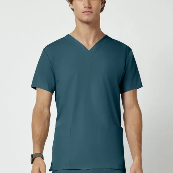 Unisex Scrub Set: 2-Pocket V-Neck Top & Drawstring Pant