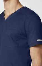 Men's Mesh Panel 2-Pocket V-Neck Scrub Top - Image 3